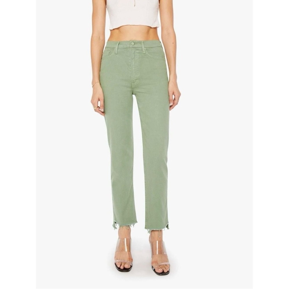 MOTHER High Waisted Rider Ankle Step Fray in a Beautiful Green Colour- Size 27